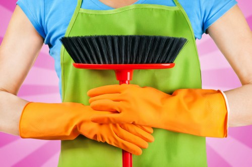 Professional cleaning team working in a Chiswick property